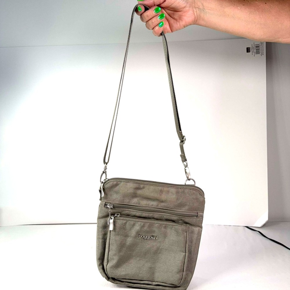 Baggallini Modern Pocket Crossbody Bag Sterling Gray RFID Nylon Travel Purse